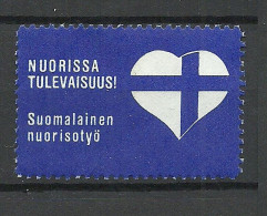 FINLAND FINNLAND Propaganda Vignette Finlands Youth Work Charite (*) Flag Flagge Jugendarbeit - Erinnophilie