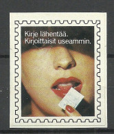 FINLAND Advertising Poster Stamps Reklamemarke (sticker/Aufkleber) Lady Licking A Stamp Erotik - Erinnophilie