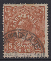 AUSTRALIA 1915 5d BROWN KGV STAMP Perf.14.1/4 LINE SG.23 VFU - Oblitérés