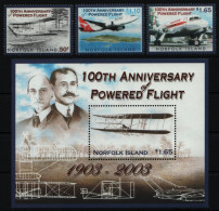 Norfolk-Insel 2003 - Mi-Nr. 852-854 & Block 43 ** - MNH - Flugzeuge / Airplanes - Norfolk Island