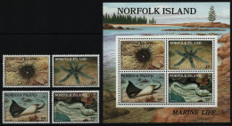 Norfolk-Insel 1986 - Mi-Nr. 377-380 & Block 9 ** - MNH - Meeresleben - Norfolk Island