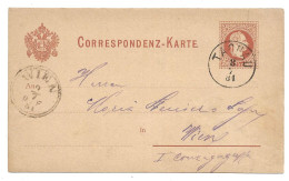 0152o: Altösterreichisches Gebiet Böhmen, Tachau 1881- Postkarte Nach Wien - ...-1918 Prefilatelia