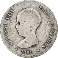 Monnaie, Espagne, Alfonso XIII, Peseta, 1891, Madrid, TB, Argent, KM:691 - Erstausgaben