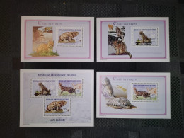 République Démocratique Du Congo - BL249/251 + BL252 - Chats Sauvages - 2003 - MNH - Ongebruikt