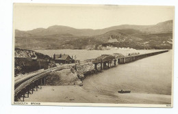 Postcard Wales Barmouth Railway Bridge With Steam Engine Photochrom - Structures