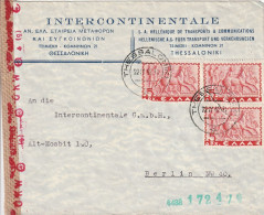 Grèce Lettre Censurée Thessaloniki Pour L'Allemagne 1942 - Briefe U. Dokumente