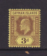 CAYMAN ISLANDS  - 1907 Edward VII  3d Hinged Mint - Cayman Islands