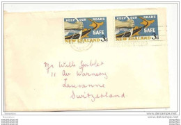 212 - 15 - Lettre Envoyée De New Zealand En Suisse 1964 - 2 Timbres "keep Our Roads Safe" - Brieven En Documenten