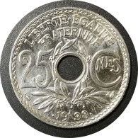 Monnaie France -  1938 - 25 Centimes Lindauer Maillechort - 25 Centimes