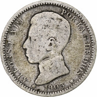 Monnaie, Espagne, Alfonso XIII, Peseta, 1903, Madrid, B+, Argent, KM:721 - Eerste Muntslagen