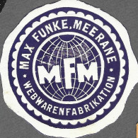 Cachet De Fermeture   -  Allemagne  -  MFM -   Webwarenfabrikation  -  Max Funke  , Meerane - Erinnophilie