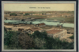 CPA (91) ESSONNES - Grue-Portique Dans Le Port Du Bas-Vignons Au Début Du Siècle - Carte Colorisée D'aspect Toilé - Essonnes