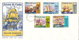 Tristan Da Cunha FDC 1-11-1971 Island Families Complete Set Of 5 With Cachet - Tristan Da Cunha