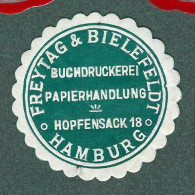 Cachet De Fermeture - Allemagne -  Hamburg  -  Freytag  Bielefeldt - Buchdruckerei  Papierhandlung  Hopfensack - Erinnophilie