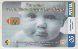 URUGUAY - Por Amor Vacunemos A Nuestros Hijos, TC 281a, Chip: GEM5 (Red), 25 $ , Tirage 200.000, Used - Uruguay