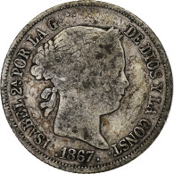 Monnaie, Espagne, Isabel II, 40 Centimos, 1867, Madrid, TB, Argent, KM:628.2 - First Minting