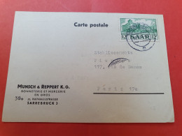 Sarre - Carte Commerciale De Sarrebrück Pour La France En 1955 - D 530 - Brieven En Documenten