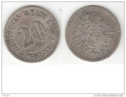 *germany Empire 20 Pfennig 1875 C  Km 5  Vf+ - 20 Pfennig