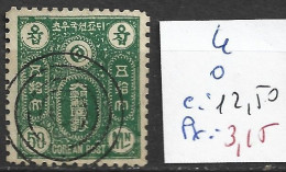 COREE 4 Oblitéré Côte 12.50 € - Korea (...-1945)