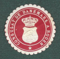 Cachet De Fermeture -  Danemark -   Consulat De Danemark A Rouen - Erinnophilie