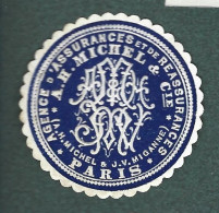 Cachet De Fermeture -  France - Paris -  Agence  D'assuranes  Et De Reassurance A.H. Mchel - Erinnophilie