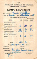 Chateaulin (29) : Lot De 9 Relevés De Notes Mensuelles De L'Institution St Louis De Gonzague (1948 - 1950) - Diplômes & Bulletins Scolaires