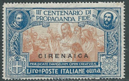 1923 CIRENAICA PROPAGANDA FIDE 1 LIRA MNH ** - I43-2 - Cirenaica