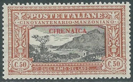 1924 CIRENAICA MANZONI 50 CENT MNH ** - I41-3 - Cirenaica