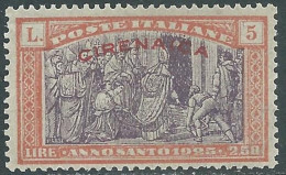 1925 CIRENAICA ANNO SANTO 5 LIRE MNH ** - I41-4 - Cirenaica