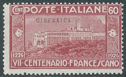 1926 CIRENAICA S. FRANCESCO 60 CENT MNH ** - I41-5 - Cirenaica