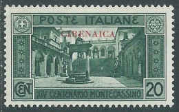 1929 CIRENAICA MONTECASSINO 20 CENT MNH ** - I41-7 - Cirenaica