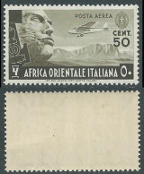 1938 AFRICA ORIENTALE ITALIANA POSTA AEREA SOGGETTI VARI 50 CENT MNH ** - I38-9 - Italian Eastern Africa