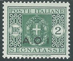 1939-40 AFRICA ORIENTALE ITALIANA SEGNATASSE 2 LIRE MH * - I43-9 - Africa Orientale Italiana