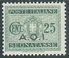 1939-40 AFRICA ORIENTALE ITALIANA SEGNATASSE 25 CENT MH * - I43-9 - Italian Eastern Africa