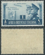 1941 AFRICA ORIENTALE ITALIANA POSTA AEREA FRATELLANZA D'ARMI 1 LIRA MH * I41-4 - Italian Eastern Africa