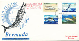 Bermuda FDC 21-8-1972 Wold Fishing Records Complete Set Of 4 With Cachet - Bermudes