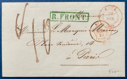 LETTRE 1849 Marque " FAYT " + Càd Entrée Rouge N°624 " BELG / 3 VALnes 3 " + " R.FRONT " + Taxe 10 Pour PARIS TTB - 1830-1849 (Belgique Indépendante)