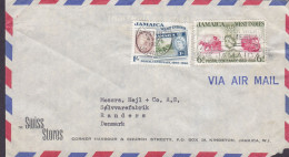 Jamaica SWISS STORES, KINGSTON 1960 Cover Brief Lettre RANDERS Denmark QEII. 2x Postal Centenary Stamp On Stamp - Granada (...-1974)