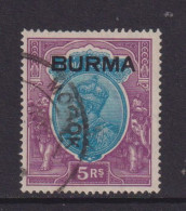 BURMA  - 1937 George V 5r Used As Scan - Birmanie (...-1947)