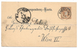 0152f: Altösterreich- Postkarte Pressbaum, Gelaufen 1889 Nach Wien - St. Pölten