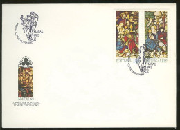 Portugal Vitraux Eglises Noel 1983 FDC Stained-glass From Churches Christmas 1983 FDC - Verres & Vitraux