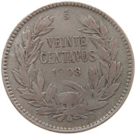 CHILE 20 CENTAVOS 1908 #s087 0341 - Chili