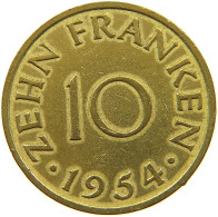 GERMANY 10 FRANKEN 1954 SAARLAND #s088 0713 - Autres & Non Classés