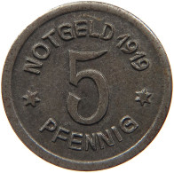 GERMANY NOTGELD 5 PFENNIG 1919 RATIBOR #s088 0225 - Monétaires/De Nécessité