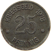 GERMANY NOTGELD 25 PFENNIG 1918 LEER #s088 0377 - Notgeld