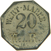 GERMANY NOTGELD 20 WERT-MARKE W R #s088 0169 - Monedas/ De Necesidad