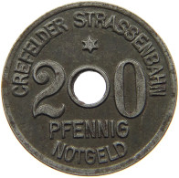 GERMANY NOTGELD 20 PFENNIG 1919 CREFELD #s088 0369 - Monétaires/De Nécessité