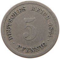 GERMANY EMPIRE 5 PFENNIG 1874 A #s087 0037 - 5 Pfennig