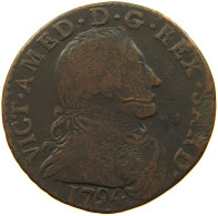 ITALY STATES 5 SOLDI 1794 SARDINIA #s086 0199 - Italian Piedmont-Sardinia-Savoie