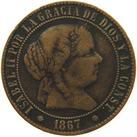 SPAIN 2 1/2 CENTIMOS 1867 #s086 0087 - First Minting